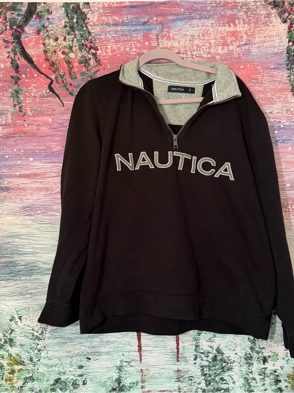 Nautica Men's Black Quarter-Zip Sweater